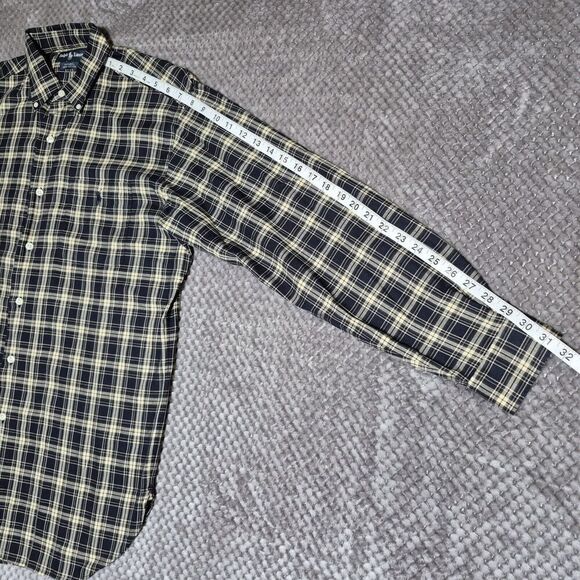 Ralph Lauren McMeel Men Plaid Shirt Preppy Navy Blue Pony Cotton L/S Size Medium - Picture 6 of 7